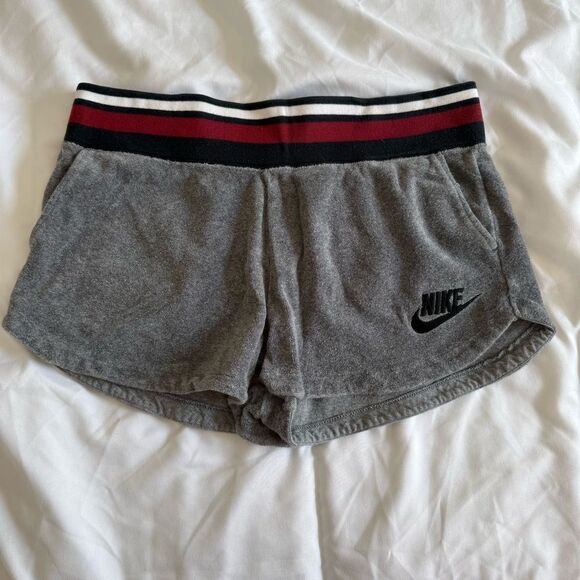 Nike Gray Shorts with Red and Black Striped Waistband - Picture 1 of 7